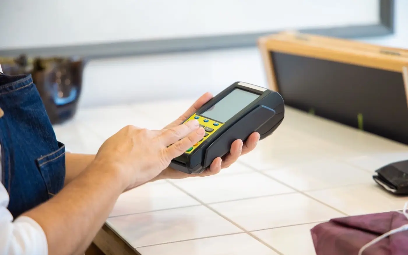 A card payment terminal in use